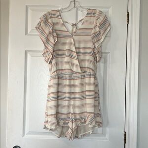 American Eagle Outfitters Striped romper - Cream and Blue